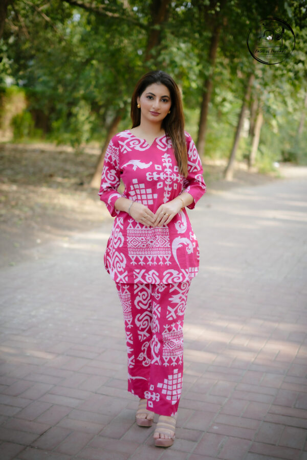 Fuchsia Fusion Abstract Printed Pure Cotton Co-ord Set