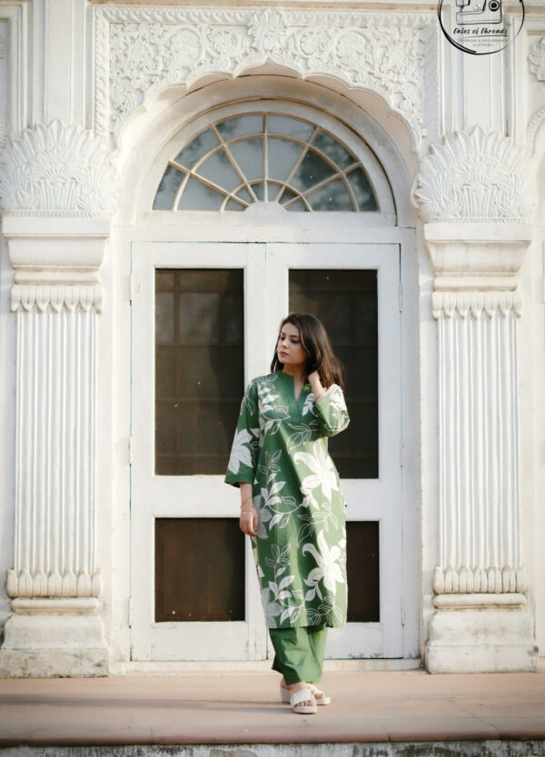 Olive Bloom Floral Pure Cotton Co-ord Set