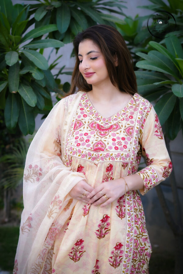 Luxury Rose Gold Pure Cotton Suit with Dupatta